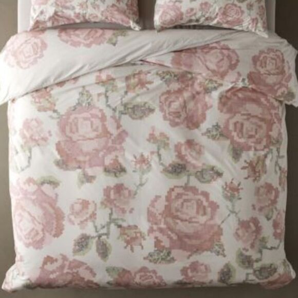New NWT Rose Breezy Cotton Percale Duvet Cover queen/full size 86x86 - Picture 1 of 7